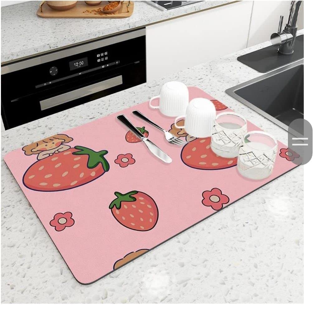 High Water Absorbent Dish Utensils Drying Mat, Place Mat, for Countertop Home Kitchen Protector. Assorted Colour (1 pcs) (Black line Dish Dry mat) — Amazon image 3