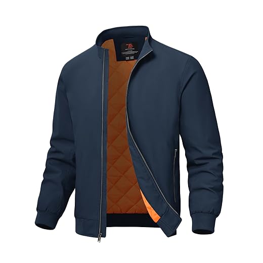 TBMPOY Jaqueta bomber masculina acolchoada casual de inverno jaqueta para trabalho de outono acolchoada com zíper completo à prova de vento