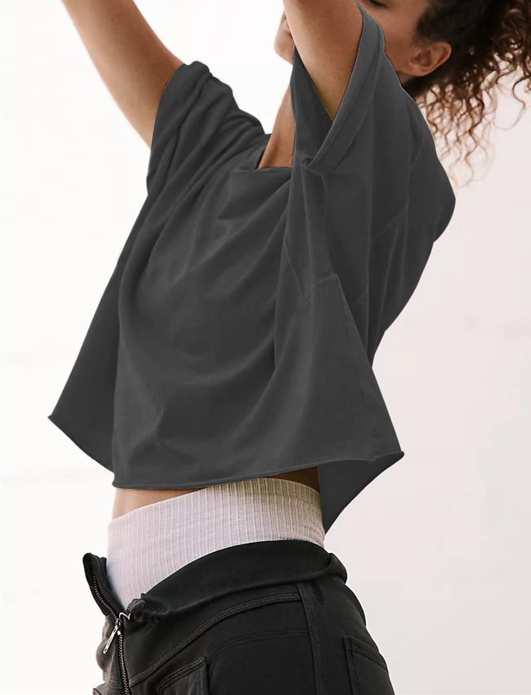 Airmood Oversize Allenamento Crop Tshirt Top Oversize Casual Basic Loose Fitted Tees T-shirt