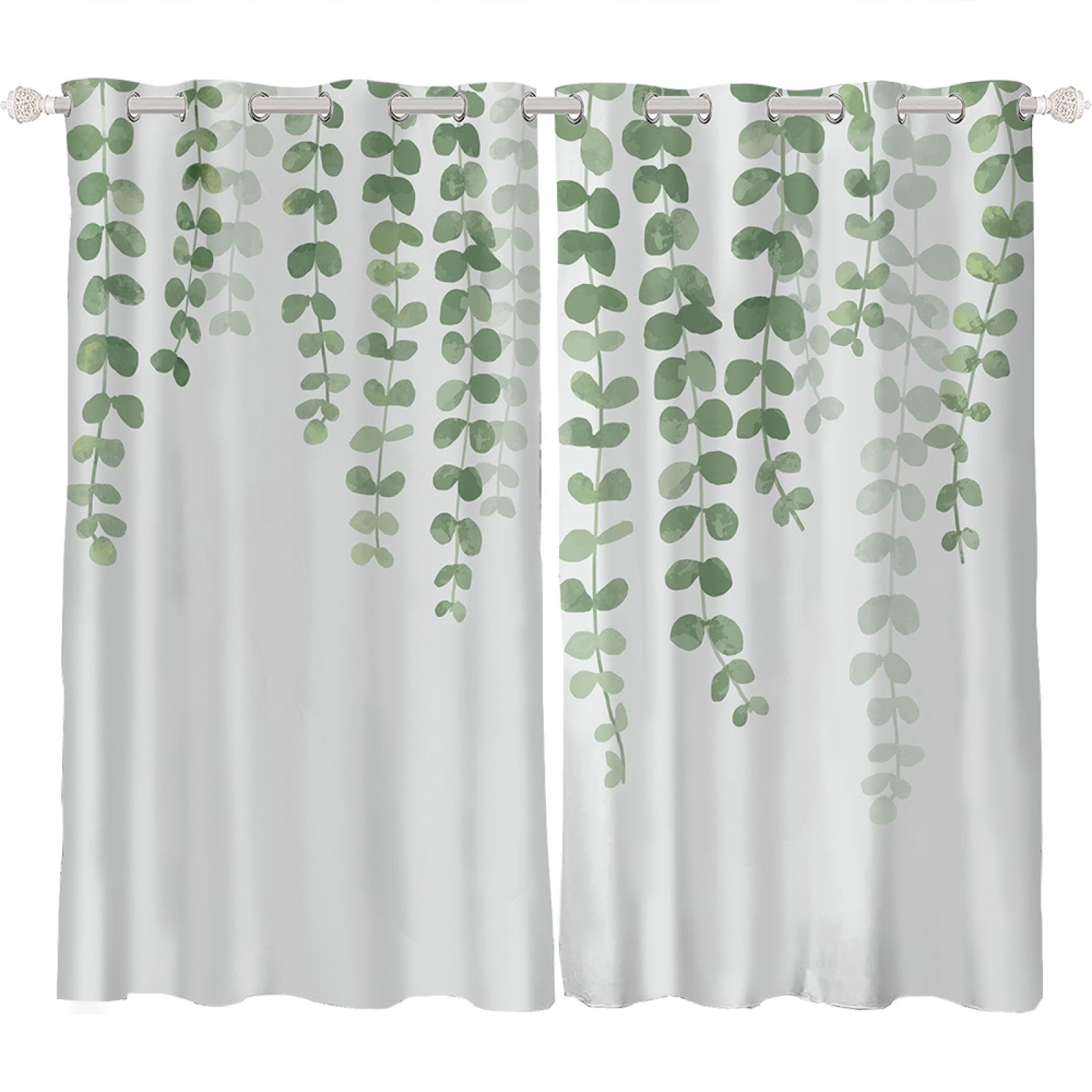 Naturalny zielony liść izolacja termiczna zasłona zaciemniająca liście zasłony sypialnia salon wiosna roślina nadruk zasłony okienne 280 x 250 cm (szer. x wys.) / 140 x 250 cm x 2