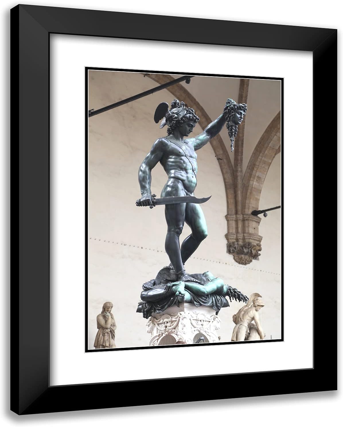 ArtDirect Cellini, Benvenuto 19x24 Gold Ornate Framed Art Print with Double Matting Titled: Perseus with the Head of Medusa I