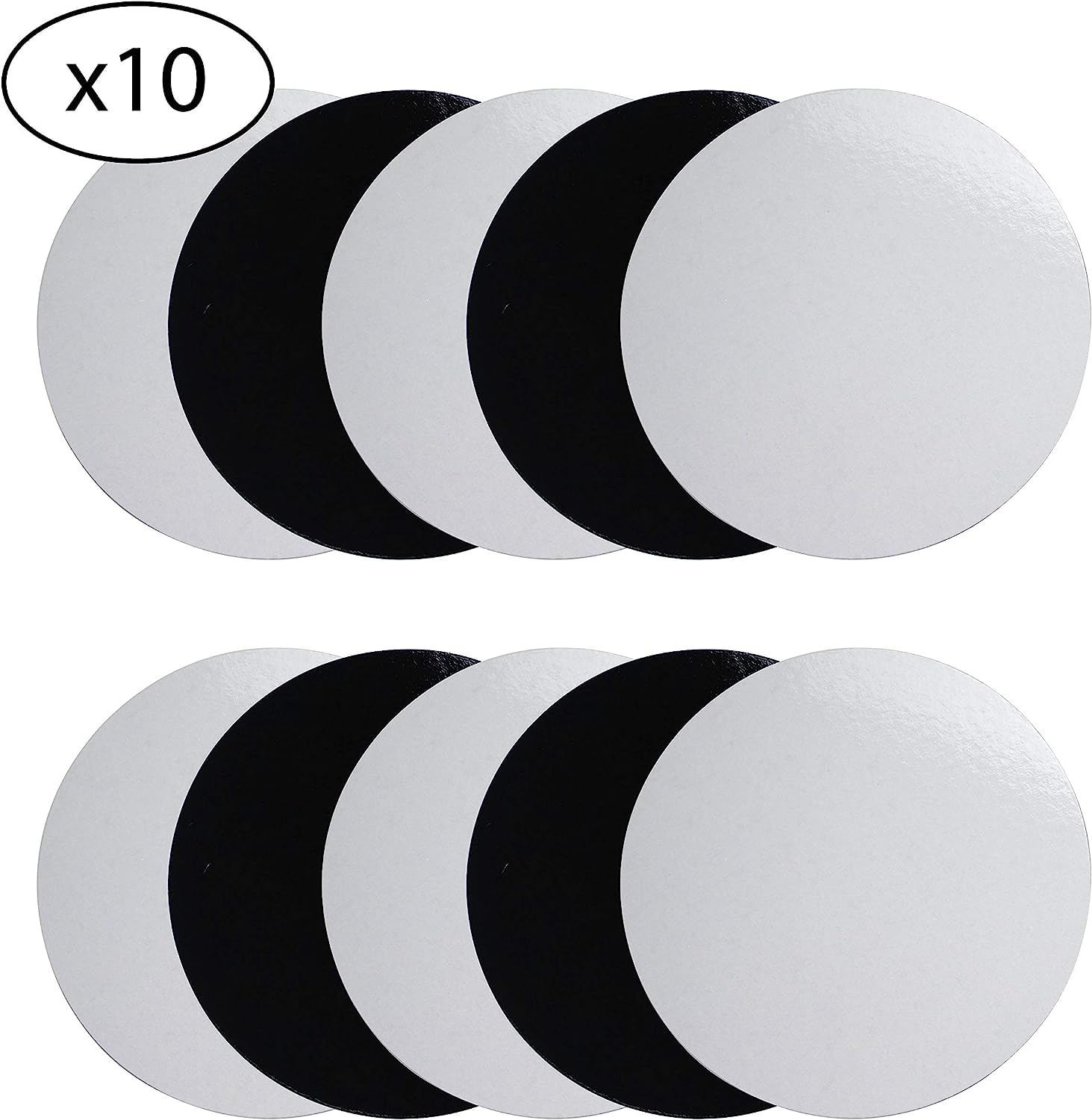 10 Supports à Gâteau Ronds En Carton - Or/Noir - 24cm - Réutilisables - Pour Buffet Et Déco