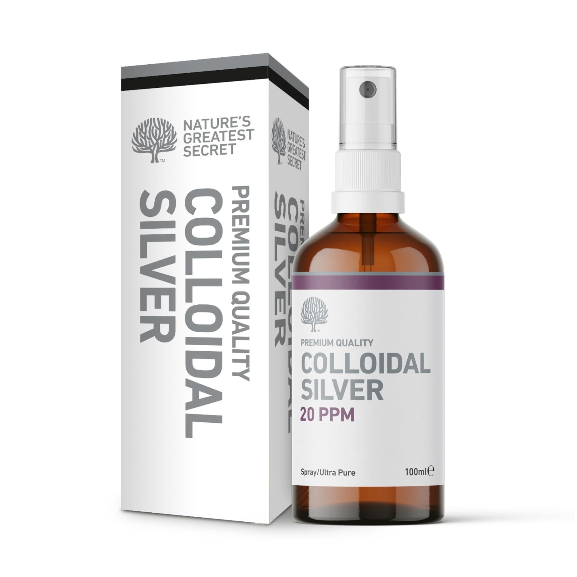 Nature's Greatest Secret Premium Quality 20ppm Colloidal Silver Spray 100ml