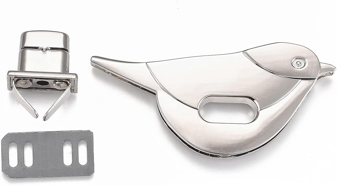 Pandahall 10 Sets Turn Lock Purse Clasp Closure Twist Locks Fasteners Bird Shape Hardware Snap Clasps with Rhinestone for DIY Leather Handbag Crossbody Shoulder Bag Purse Buckle