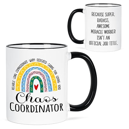 YHRJWN Chaos Coordinator Gifts, Chaos Coordinator Mug, Thank You Gifts for Women, Chaos Coordinator Gifts for Teacher Coworker Boss Lady Office Manager, 11 Oz
