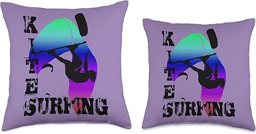 Miniatura 3 de Surfing with Freestyle Kitesurfer and Kite Throw Pillow, 16x16, Multicolor