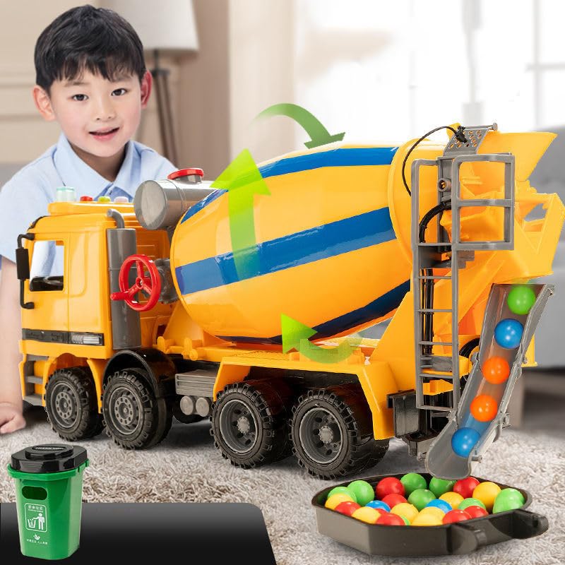Camión Mezclador de Cemento de Juguete, Entrada de Gran Tamaño a Prueba de Fugas para Juegos de Niños, Salida Giratoria de 180 Grados, Tambor de Simulación para Niños, Material ABS de