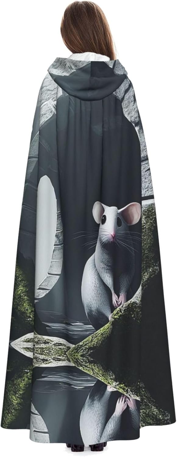 Cowardly Mouse Unique Darkness Poncho Shawl - Customizable Wearable Blanket for Women, Perfect Halloween Costume Accessory, Knight, Akatsuki, and More