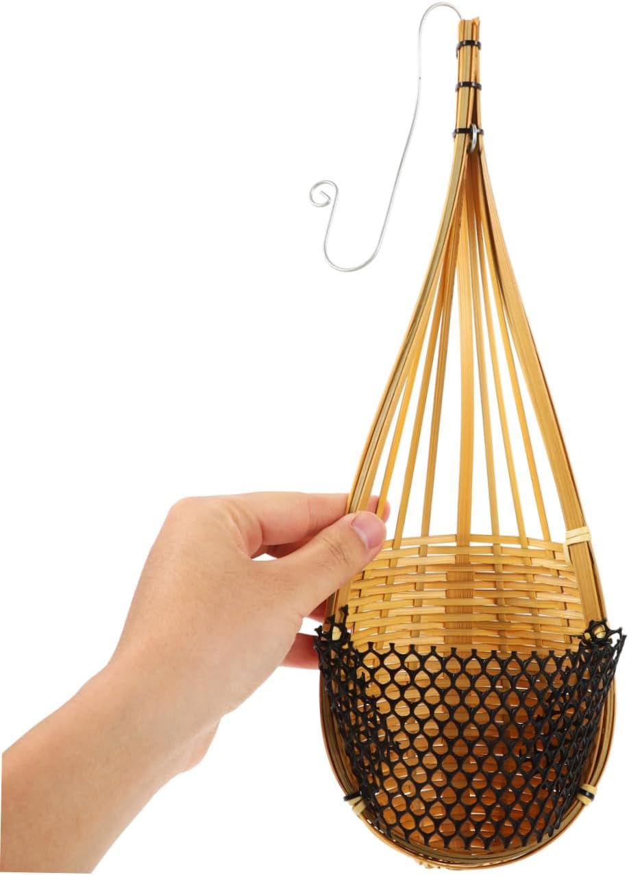 Happyyami 4pcs Hanging Woven Orchid Baskets Decorative Wall Hanging Flower Storage Baskets for Home Decor Multi-Functional Bamboo Planters for Indoor Plants Rustic Wall for Kitchen