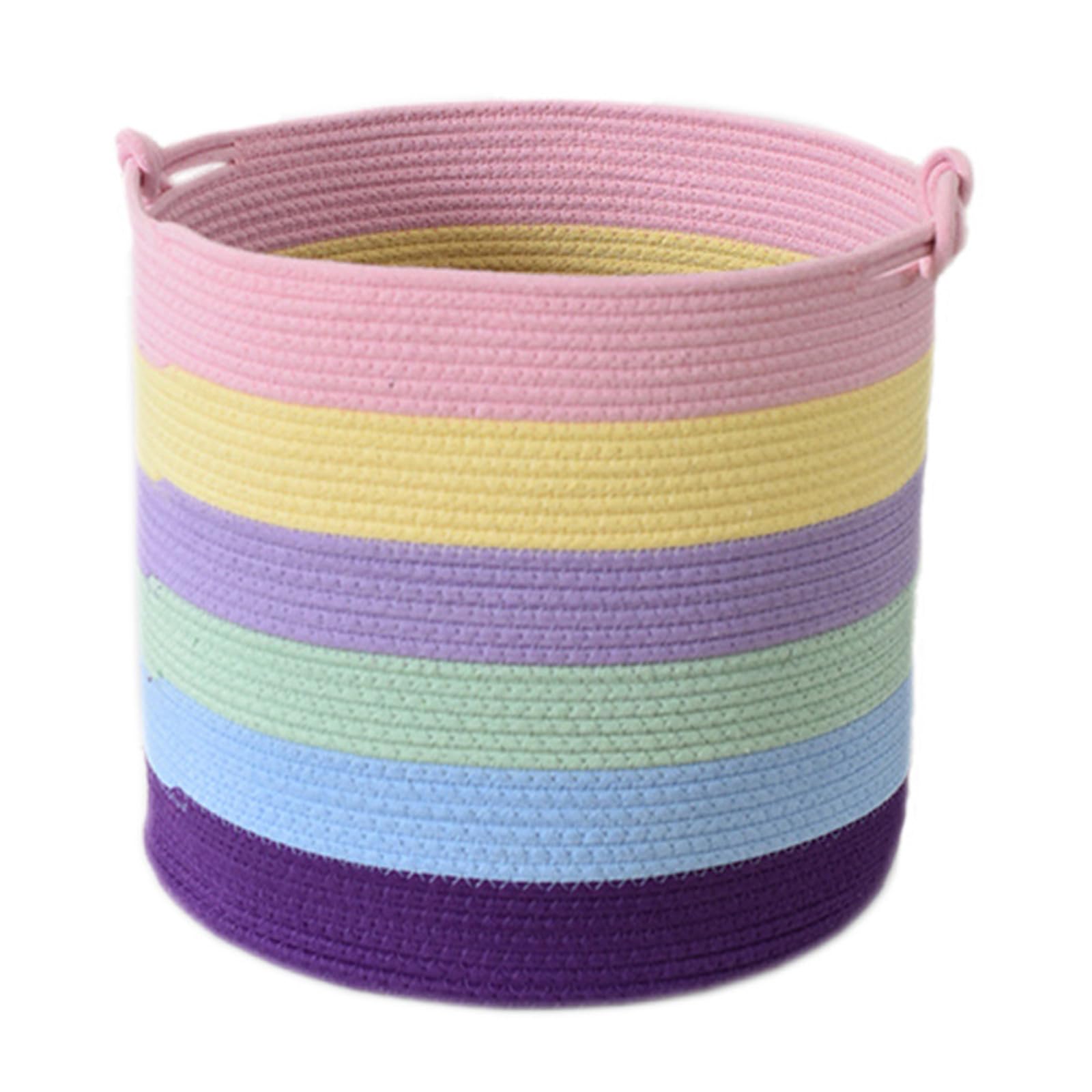 Tsophreniq Large Capacity Cotton Rope Storage Box and Space Saving Container Handwoven Round Basket