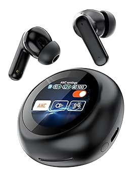 YW13 True Wireless Noise Cancelation Earbud with Touch Display, BT 5.4 + ANC Bluetooth Earbuds, HD Calling with 6-Mic, 32 Hours Playtime with Fast Charging