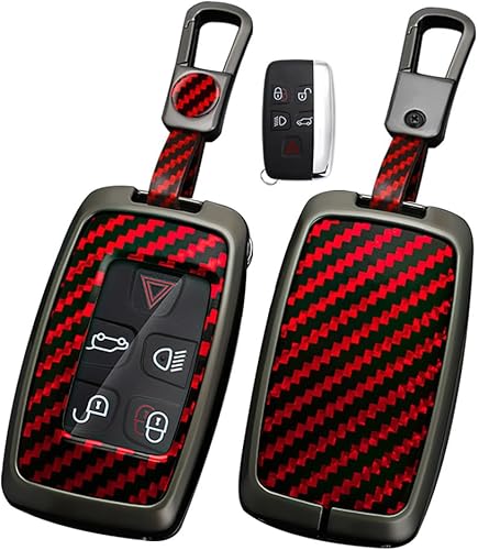 Miniatura 10 de ontto Funda para llavero con patrón de carbono para Land Rover LR2 LR4 Fit para Range Discovery Evoque Fit para Jaguar F-Type XJ XF Smart Remote