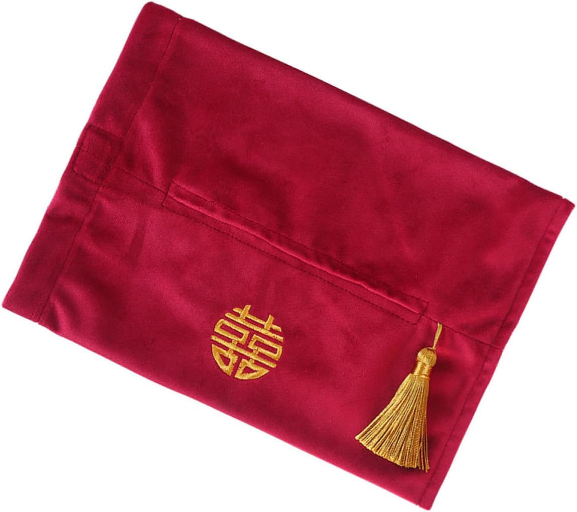 Wedding Napkin Bag Cloth Tissue Holder Large Capacity Red