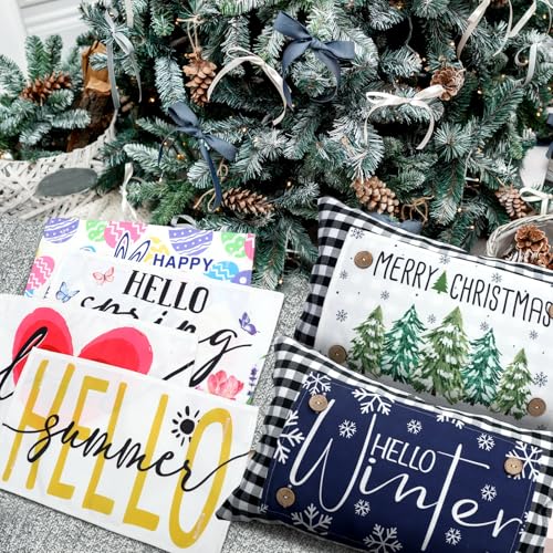 image for Hahafelt Seasonal Holiday Throw Pillow Cover with 12 Interchangeable P