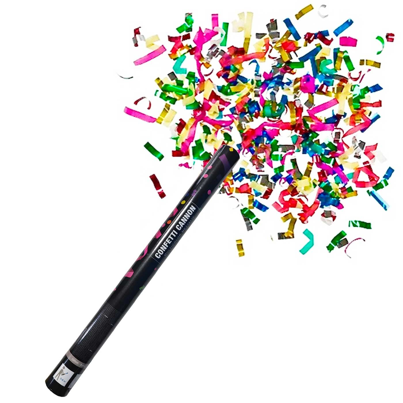 Tradineur Lot de 12 canons à confettis multicolores à air comprimé, popper, cracker de confettis colorés, anniversaire, mariage, fête, célébration, 60 cm, modèle aléatoire