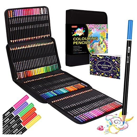 Lyuvie Lapices Colores,100 Lapices de Colores Profesionales con Estuche Negro Portátil y Libro para Niños Adultos Artísticos Esbozar Dibujar Sombrear y Garabatear