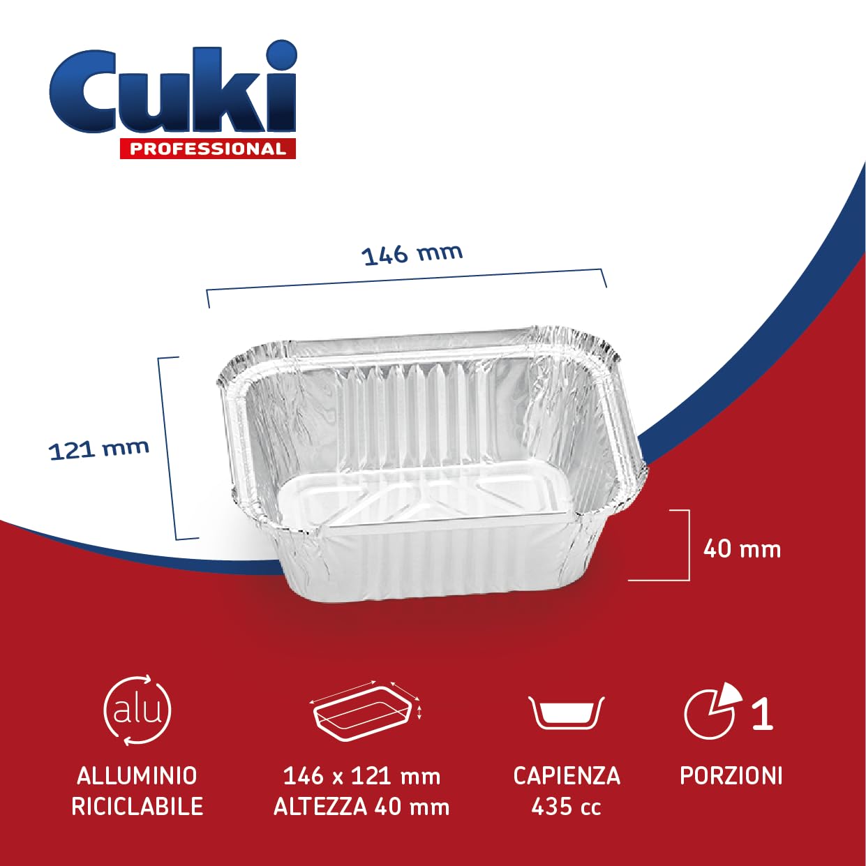 vaschette in alluminio rettangolari con coperchi, 1 porzione, cm14,5x12xh4, 1 confezione da 50 pezzi, monouso per forno, microonde, frigo, cottura, conservazione