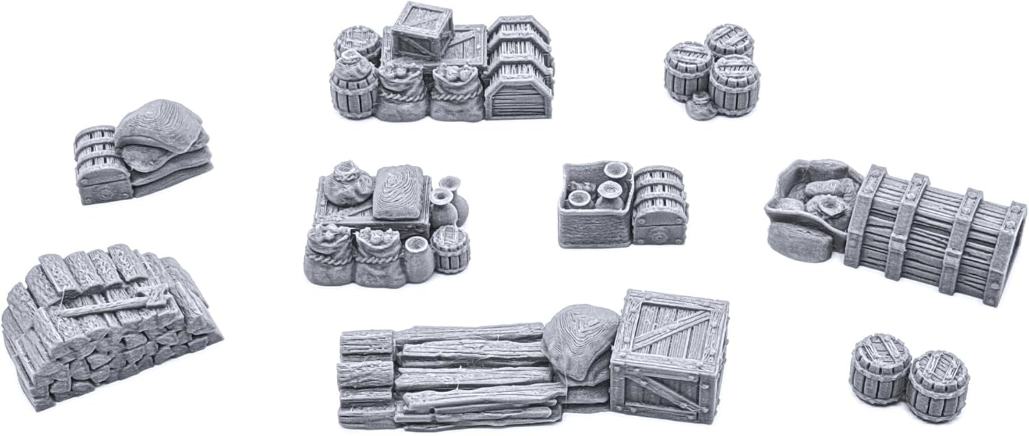 Dragones Y Mazmorras Juego De Mesa Endertoys Für Tisch EnderToys Assorted Battered Barrels, Terrain Scenery For Tabletop 28mm Miniatures Wargame, 3D Printed And Paintable Endertoys Verschließbar Warhammer 40k
