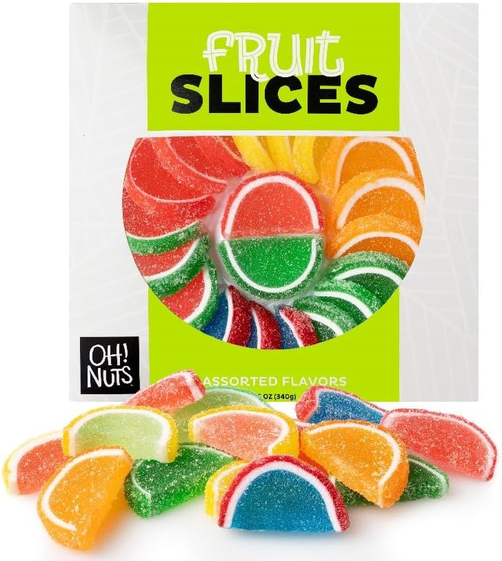 Oh! Nuts Fruit Slices Sugar Candy - Assorted 12oz | Traditional Old Fashioned Chewy Gummy Sweet Confectionery | Vegan, Gluten-Free, Kosher Certified Pareve (22 CT)