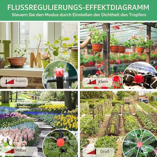 Garten BewässerungsSystem, 340Pcs Garten Bewässerung Kit,55M+15M Bewässerungsrohre,Automatik Tröpfchenbewässerung Gartenbewässerung Misting Kühlsystem für Landschaft,Flower Bed und Terrasse Pflanzen