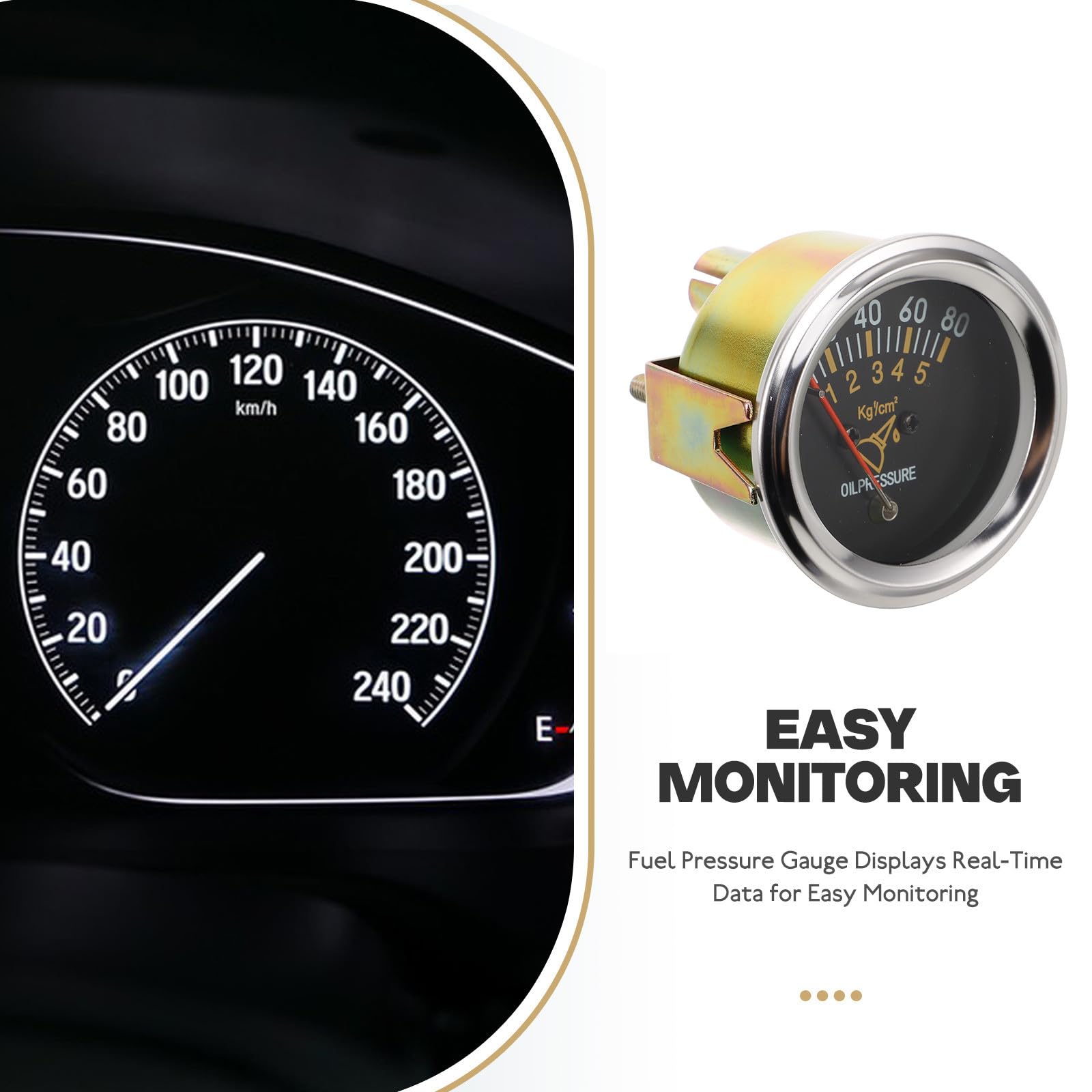 NUOBESTY Huile Exacte Manomètre Mécanique Voiture 52mm pour Pression Métal Corps en Noir, Mesure Précise et Lecture Jauge D'huile pour Véhicule