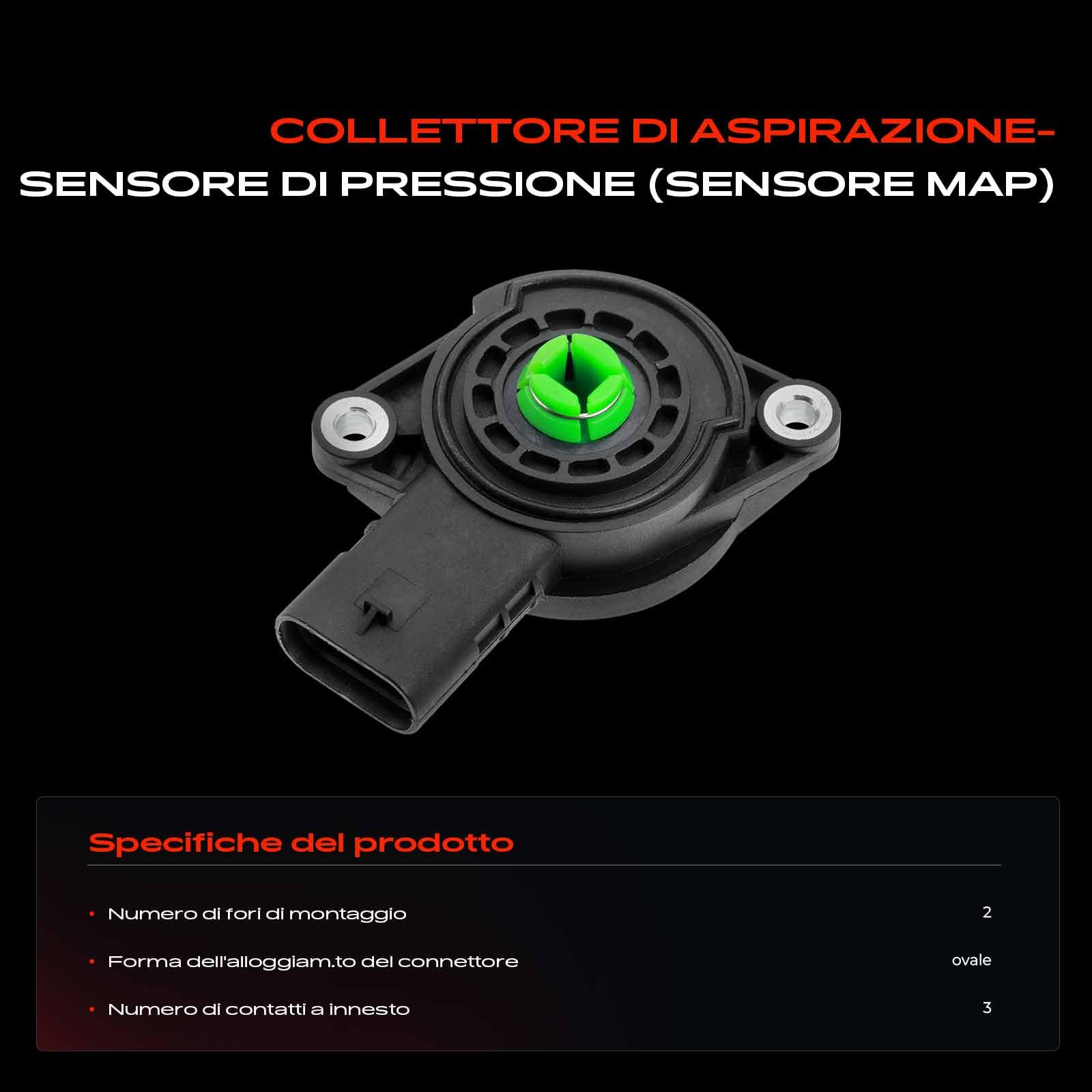 Frankberg Sensore valvola tubo di aspirazione 3-Poli Compatibile con A4 Avant 8K5 Golf VI 5K1 Q3 8UB 8UG O.c.t.a.v.i.a II Combi 1Z5 A4 8K2 Replace# 07L907386