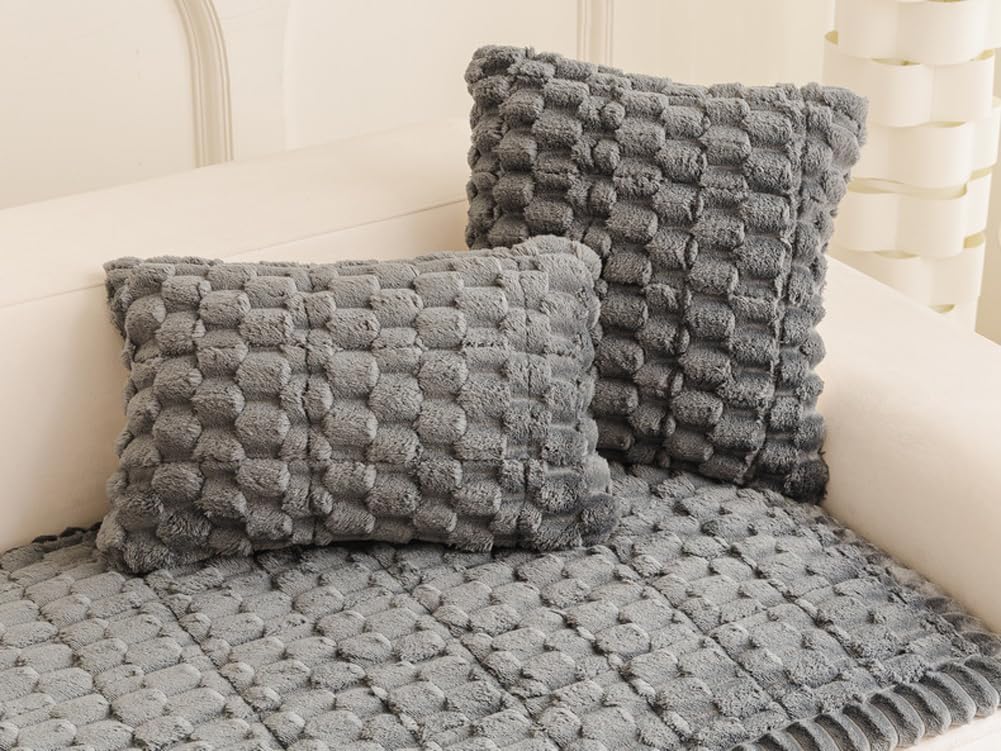 Fluffy Plush Pet Couch Cover for Dogs Washable, Fuzzy Soft Couch Cover Non-Slip Sofa Protector for 2 Cushion Sofa, Machine Washable & Pet Friendly