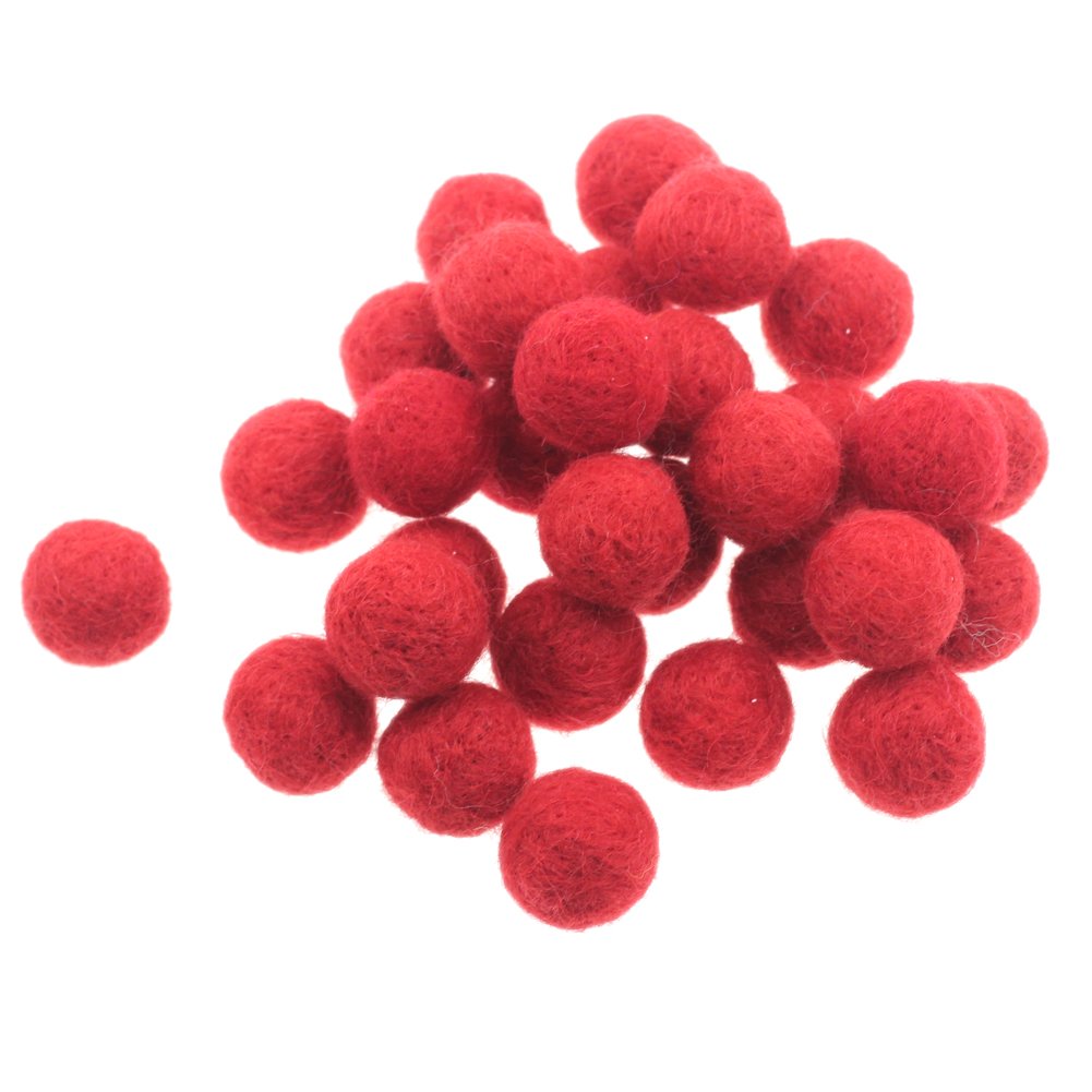 Zasy Red 20Mm Needle Felt Wool Balls Felt Pom Pom Beads Diy Accessories Garlands 30Pcs