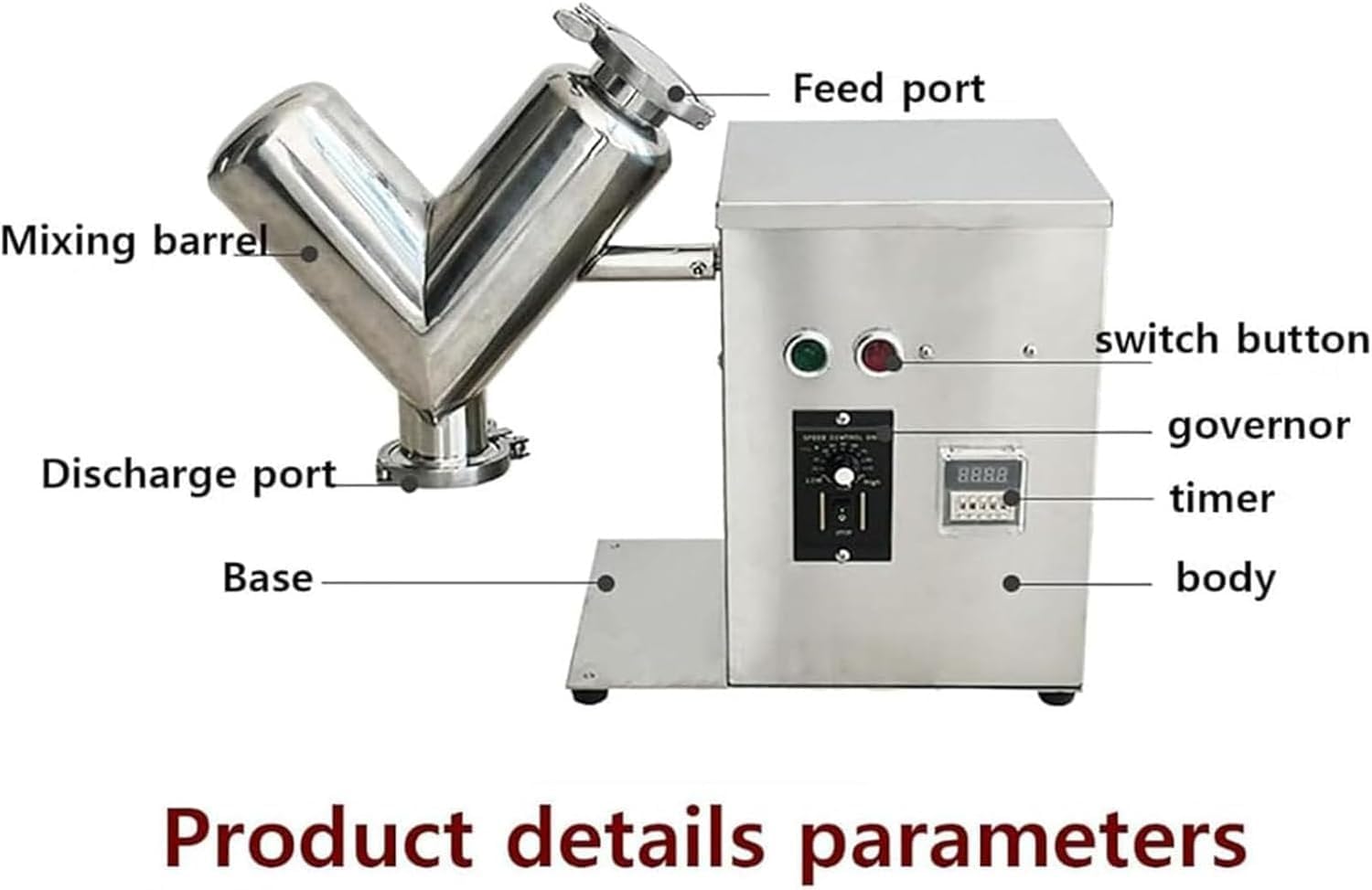 Small Mixer V-Type Experimental Mixer,2L Lab Shear V Type Dry Powder Mixer, Mixing Machine for Powder, 304 Stainless Steel Blender
