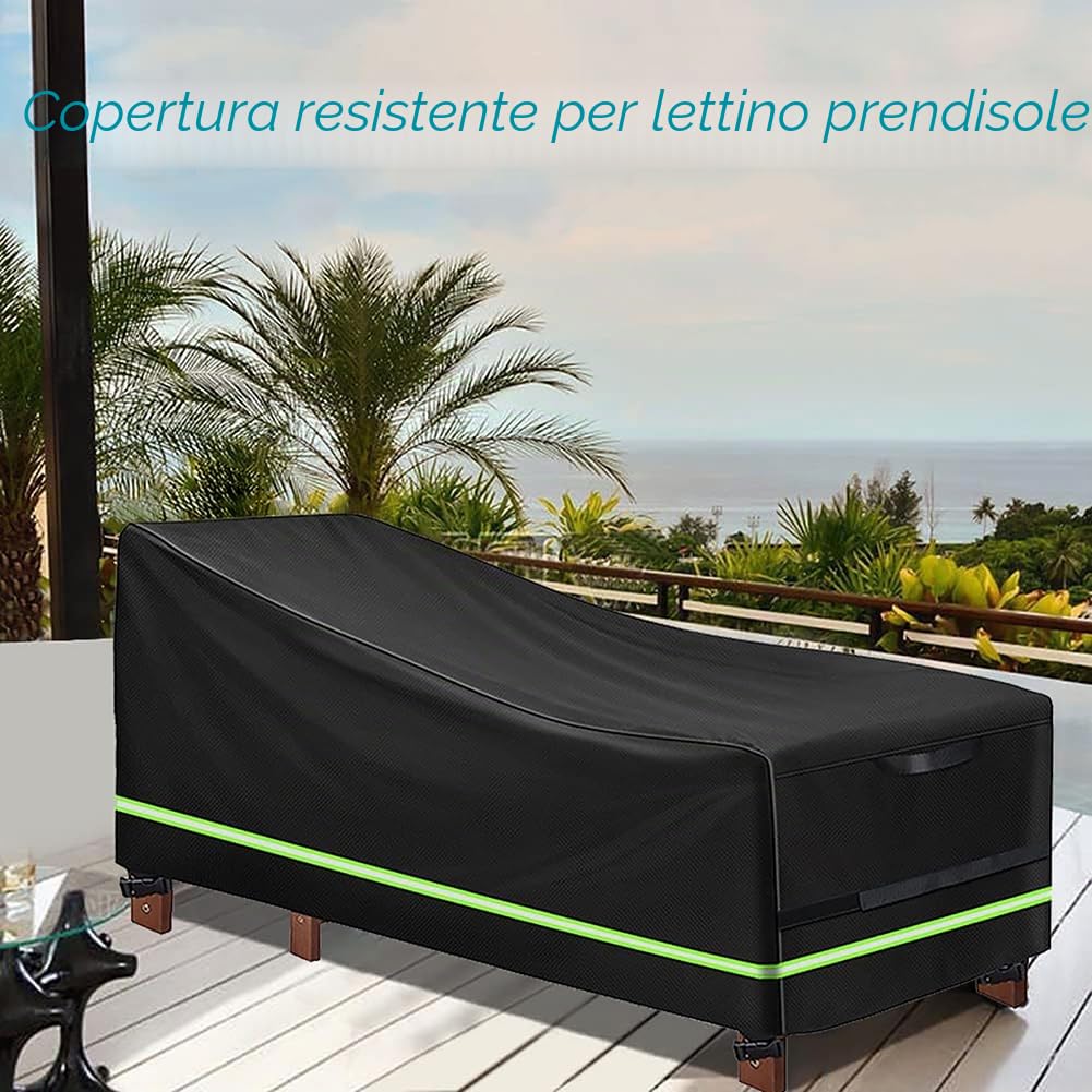 2 Pezzi Coperture per Lettini da Giardino con Striscia Riflettente | Tessuto Oxford 420D, Coperture per Lettini Prendisole e Sedia a Sdraio, Impermeabile Anti-UV Antistrappo Copri 200x75x70-40cm