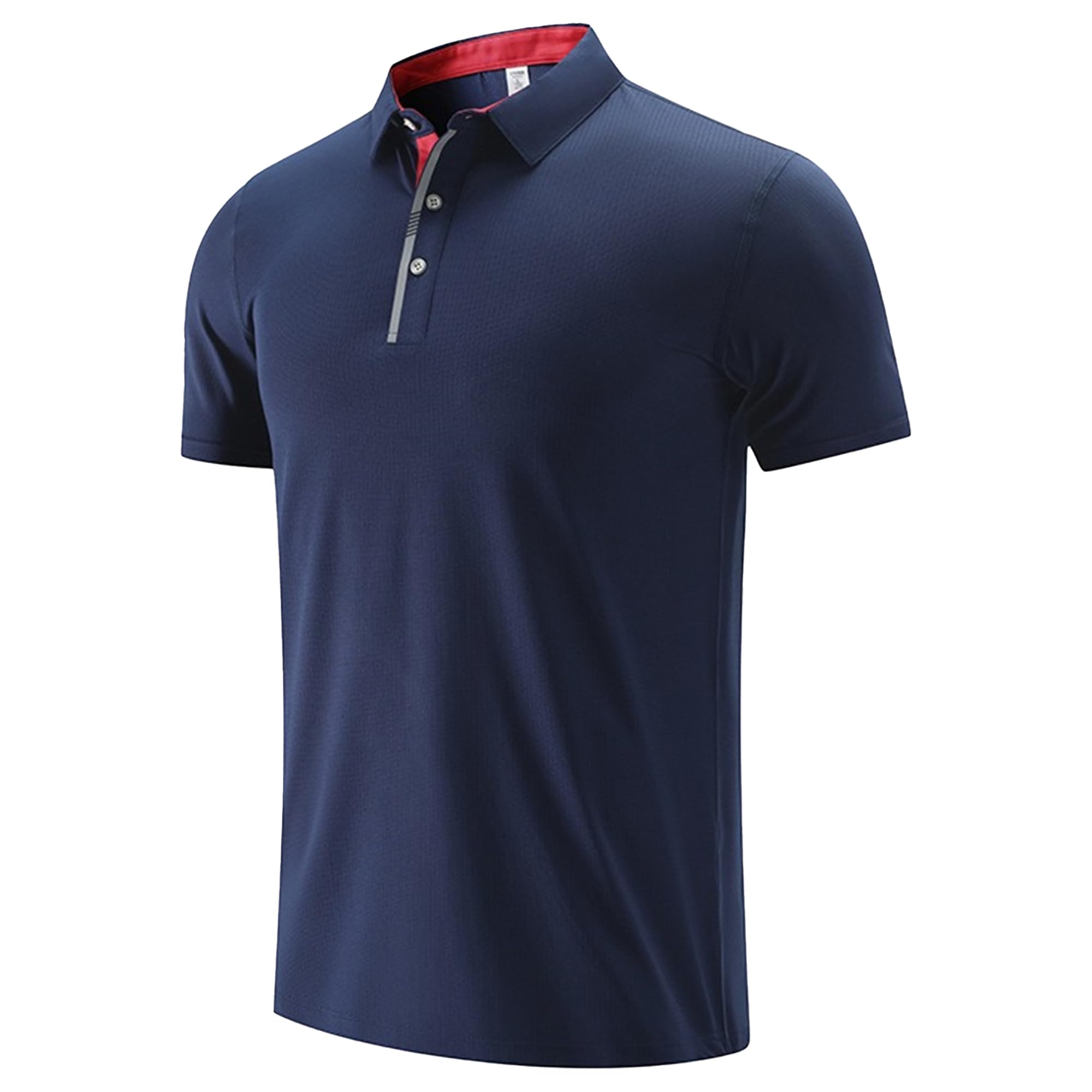 Men Quarter Button Quick Dry Jogging Shirt Classic Run Absorb Sweat T Shirts Summer Classic Short Sleeve Pullover (Dark Blue,X-Large)