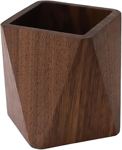 Caja de lápices de madera de nogal negro, organizador estacionario de escritorio de múltiples usos, soporte para bolígrafos de madera, tazas,