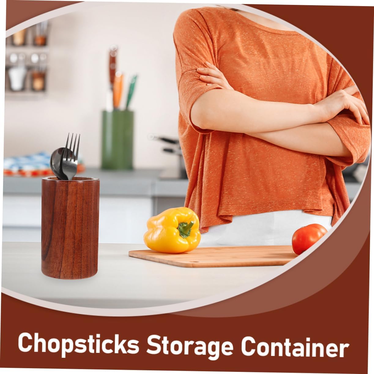 2pcs Rustic Jujube Wood Storage Bucket for Kitchen Utensil Holder Tableware Holder Cutlery Drain