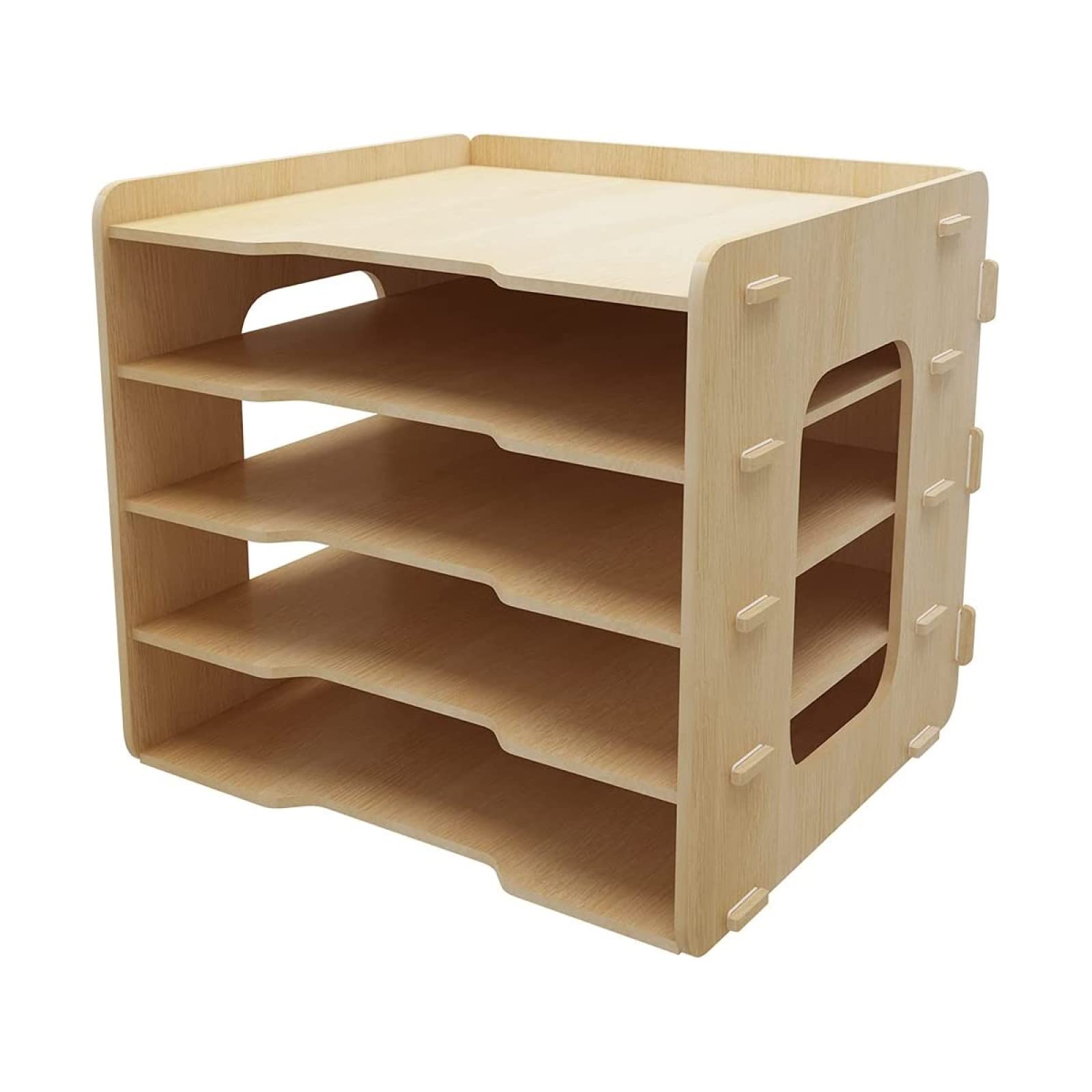 PUNCIA A4 Dokumentenablage 5 Ablagefächer aus Holz Briefablage Papierablage | Schreibtisch Datai Organizer Ablagesystem Aktenaufbewahrung Dokumentenhalter für Büro Arbeitszimmer Schule Office