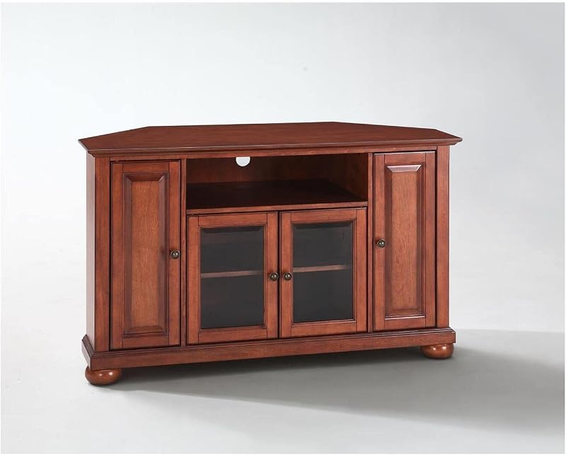HomeStock 48 Inch Corner TV Stand - Vintage Mahogany Finish, Wood Veneer Console Mahogany/Cambridge image 3