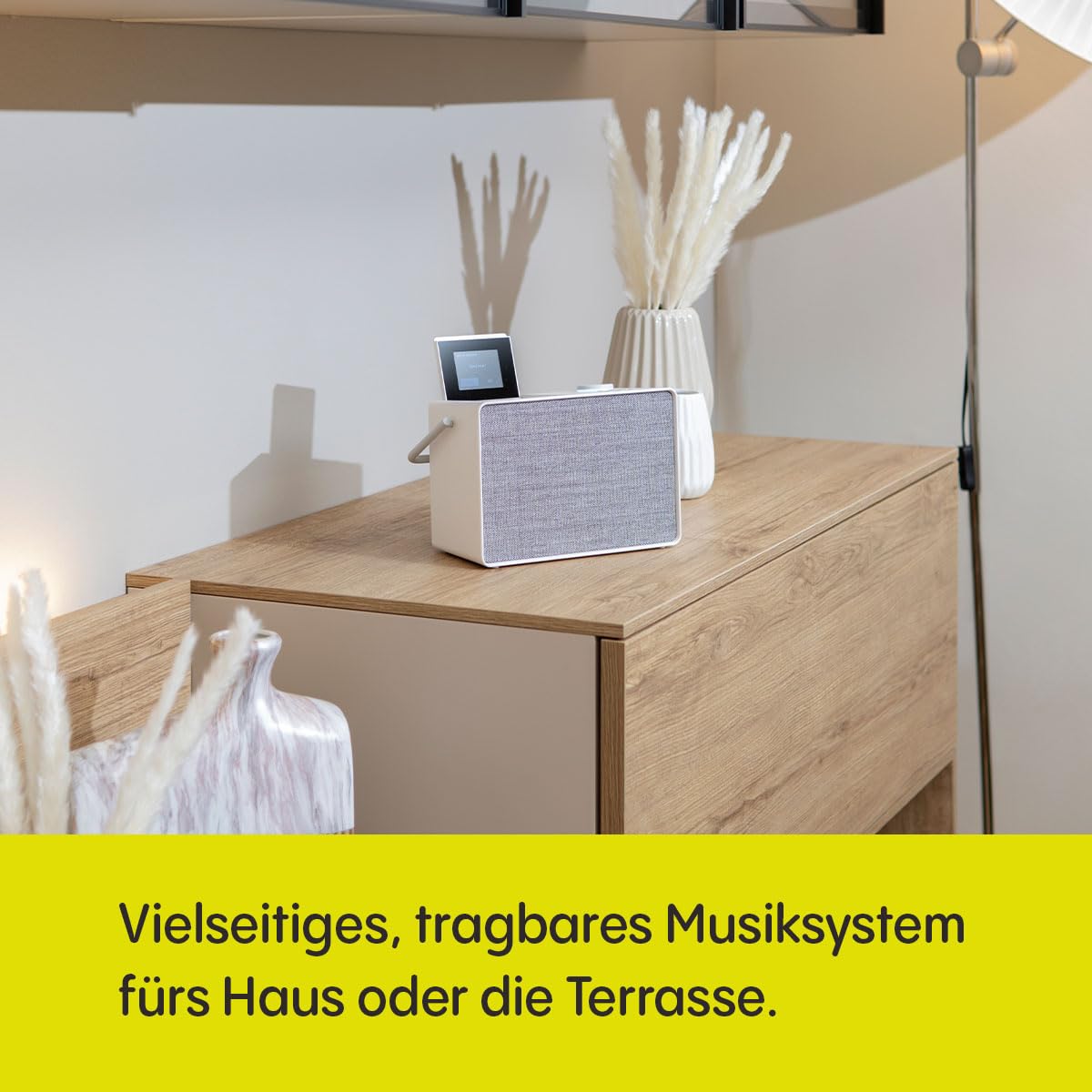 Pure Evoke Play vielseitiges Musiksystem für innen und außen (DAB+/UKW Radio, Internetradio, Podcasts, Spotify Connect, Bluetooth in sattem 40W Stereoklang), Cotton White