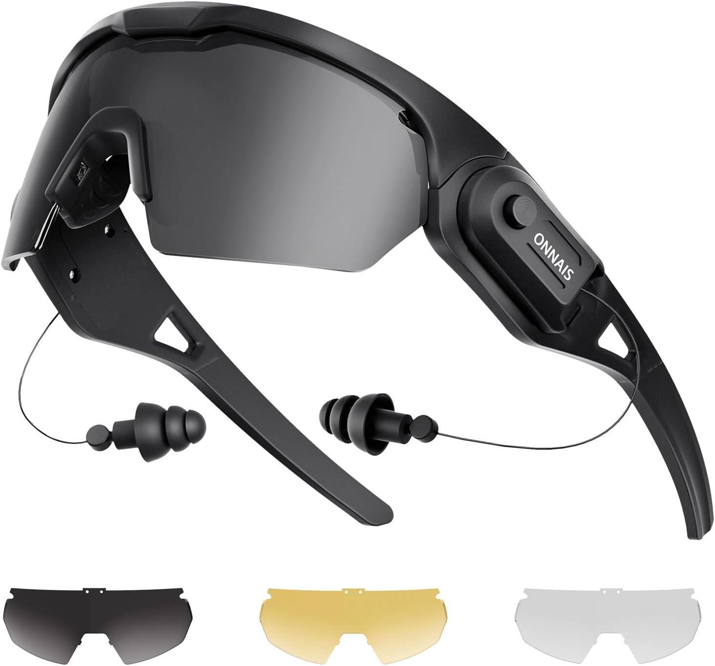 ONNAIS Shooting Glasses with Earplugs - ANSI Z87.1+ Safety Glasses with Detachable NRR 32dB Earplugs, Gifts for Men and Women