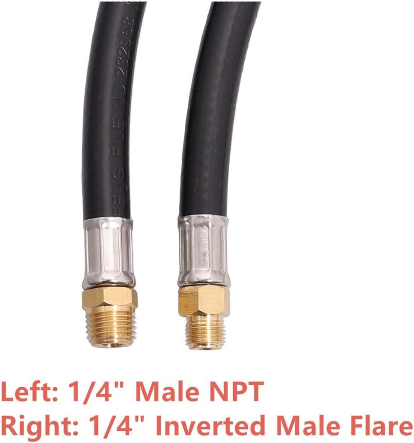 KIBOW 2FT Propane Pigtail Hose Connector with QCC & 1/4 Inch Inverted Male Flare