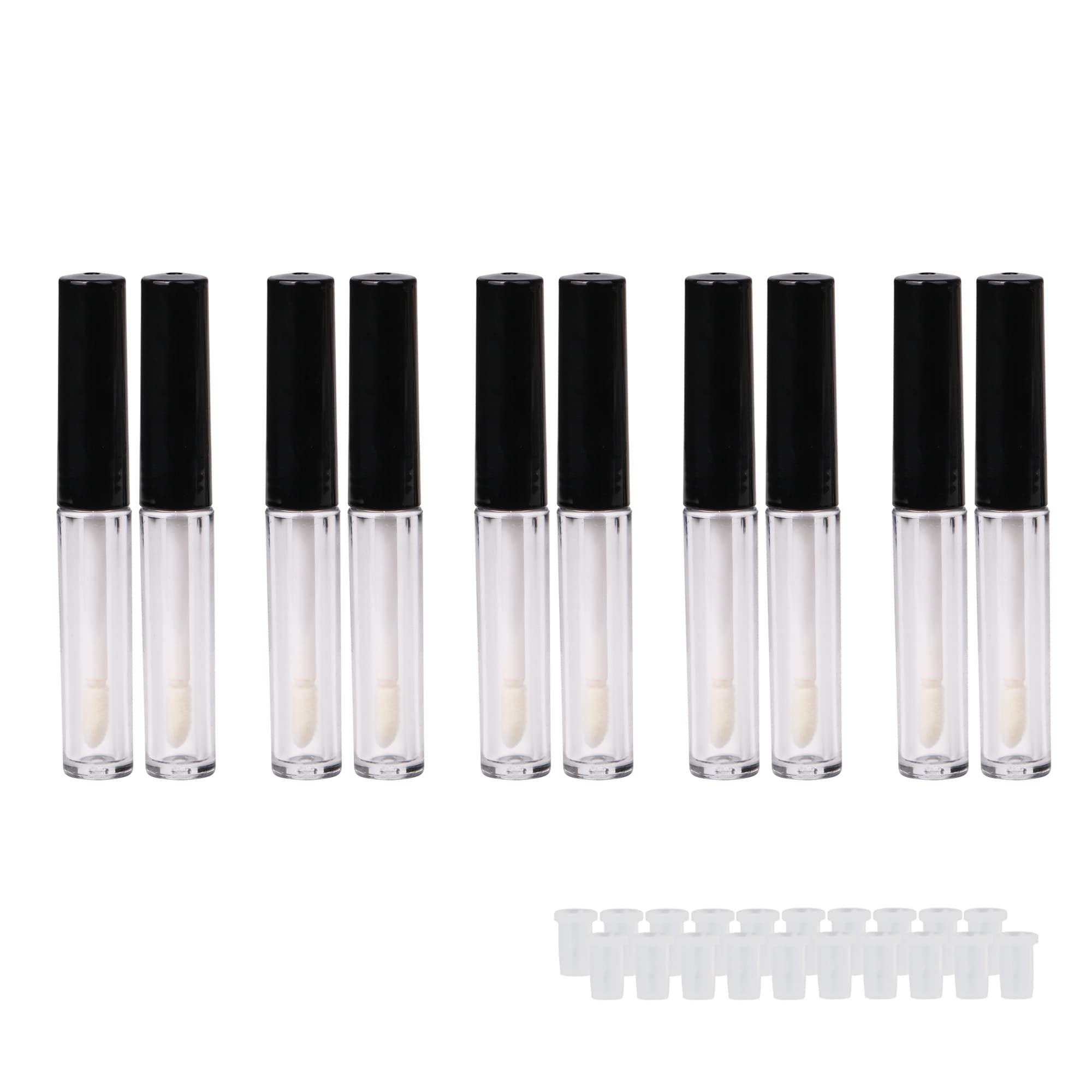 1.3ml Empty Lip Gloss Tube Lip Gloss Wand Bottles Containers Pack of 10 (Black Cap)