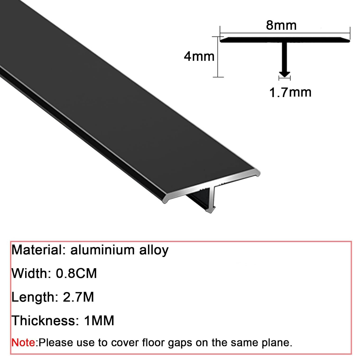 Transition Strip,Door Threshold Strip, Aluminum Floor Transition Threshold Strip,Door Threshold for Level Surface Transitions, Durable & Easy-to-Install Door Strip (Color : Gray, Size : 2.7m*0.8 ( Col
