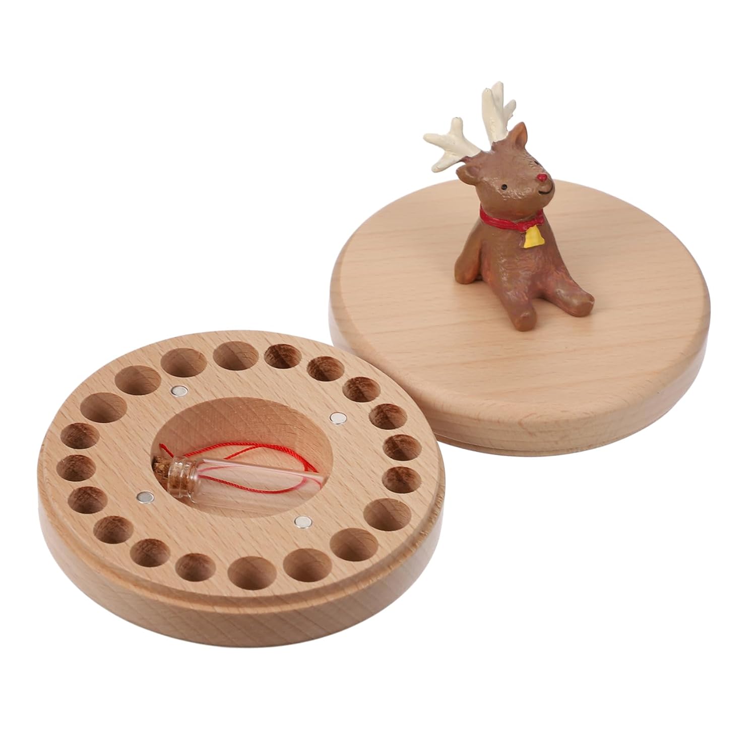 Abaodam Wooden Teeth and Lanugo Keepsake Box Beech Container for Childhood Memories for Storing First Lost Teeth and Lanugo Hair Shower