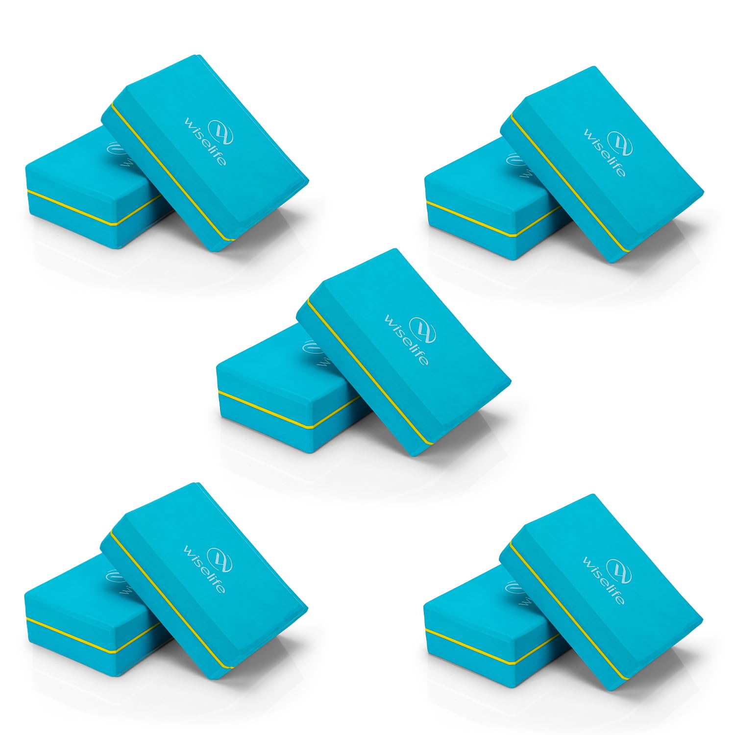 WiseLife Extra Large Yoga Block | High-Density EVA Foam Yoga Brick | Soft,Non-Slip Surface for Balance,Support & Stability | Premium Durable Yoga Prop for Home,Studio & Fitness(Set of 5,Bottle Teal)-image-45