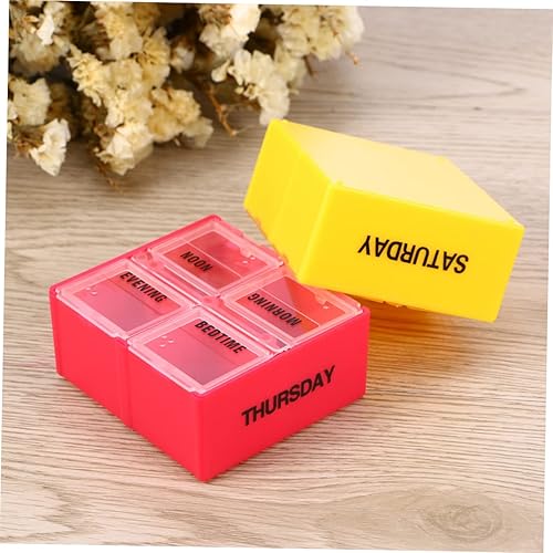 Miniatura 5 de GLEAVI Caja de almacenamiento de 7 28 píldoras, caja de plástico, pastillero, pastillero, cajón verde, organizador de medicamentos, organizador de