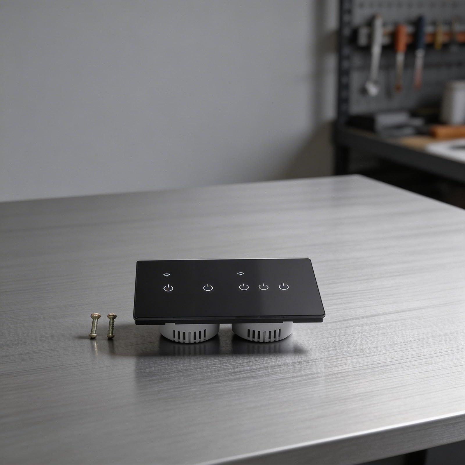 Interruttore touch WLAN 220 V vetro per controllo app Tuya WiFi Touch (5 marce, nero)