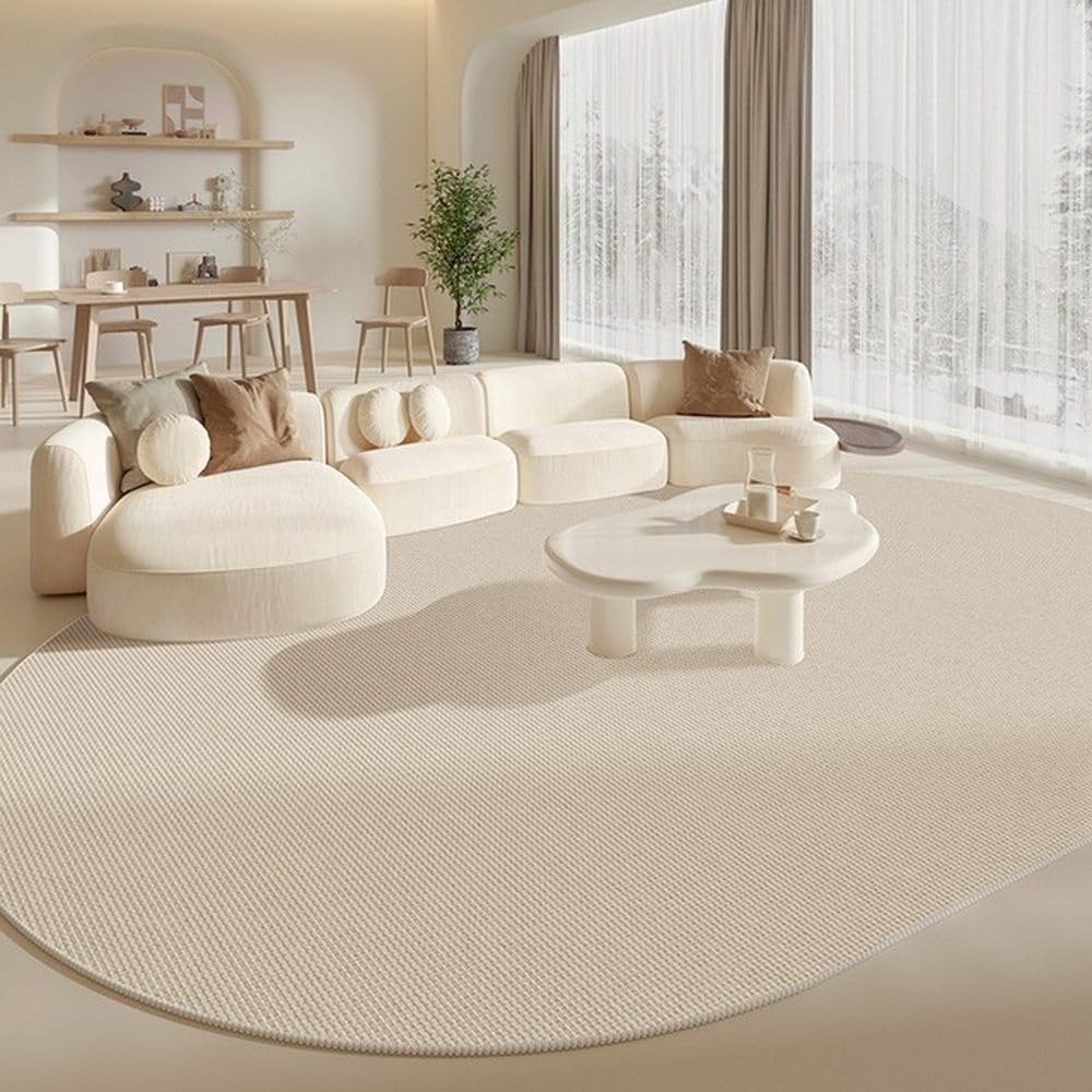 Tapis de sol de chevet blanc cassé uni pour salon et chambre