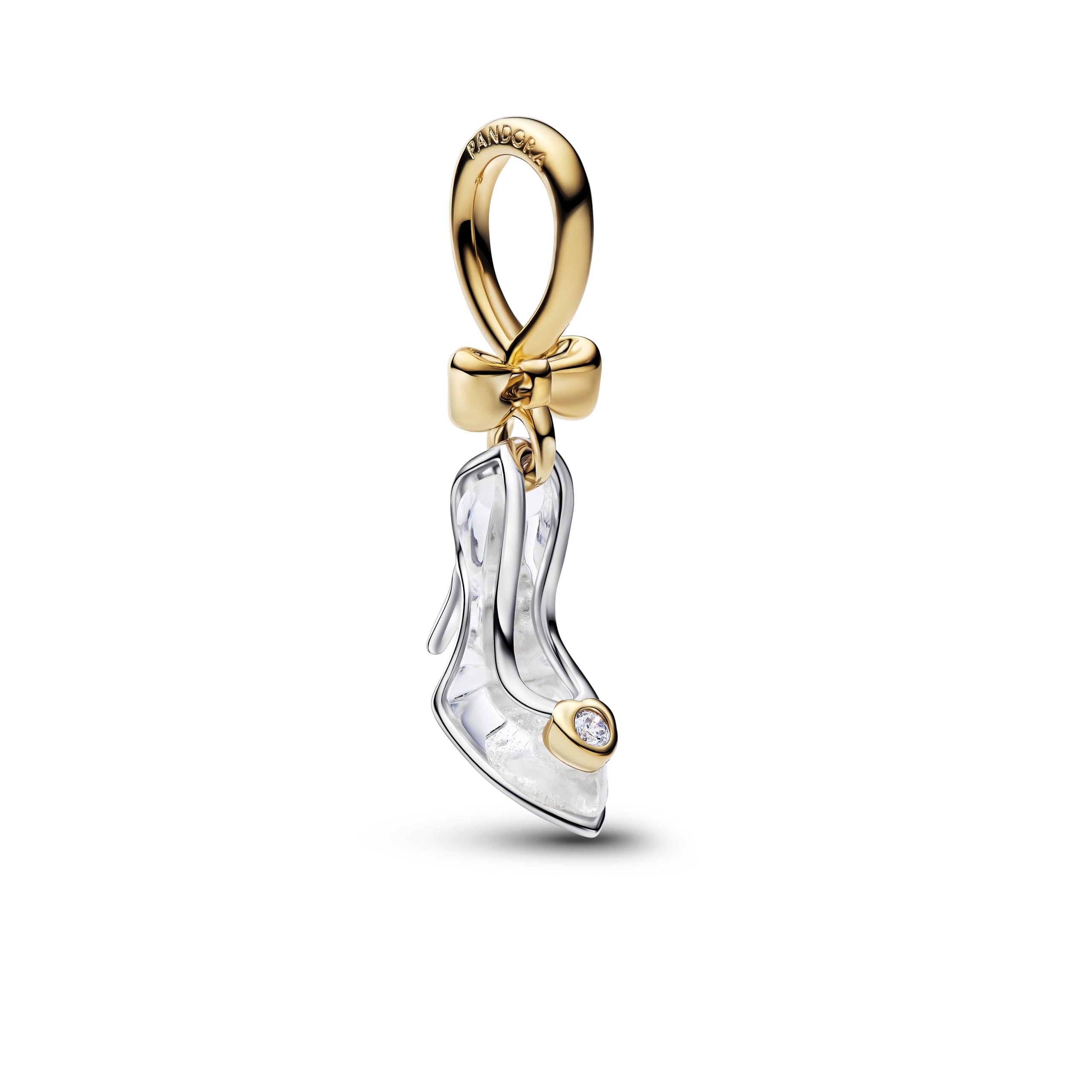 PANDORA Moments 764327C01 - Abalorio de plata de ley con aleación de metal chapado en oro de 14 quilates y cristal cultivado, compatible con ME y Moments