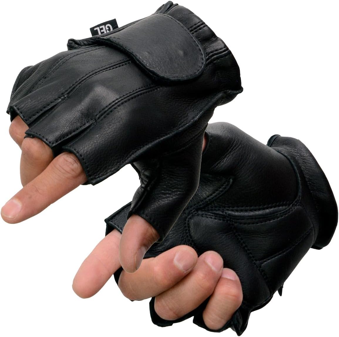 Milwaukee Leather Men's USA Deerskin Fingerless Motorcycle Hand Gloves - X-Large