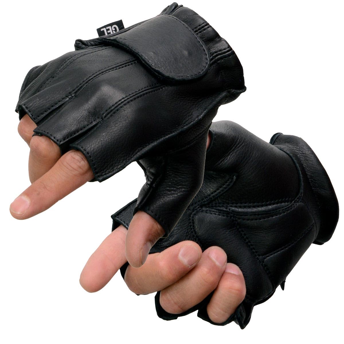 Milwaukee Leather Men's USA Deerskin Fingerless Motorcycle Hand Gloves