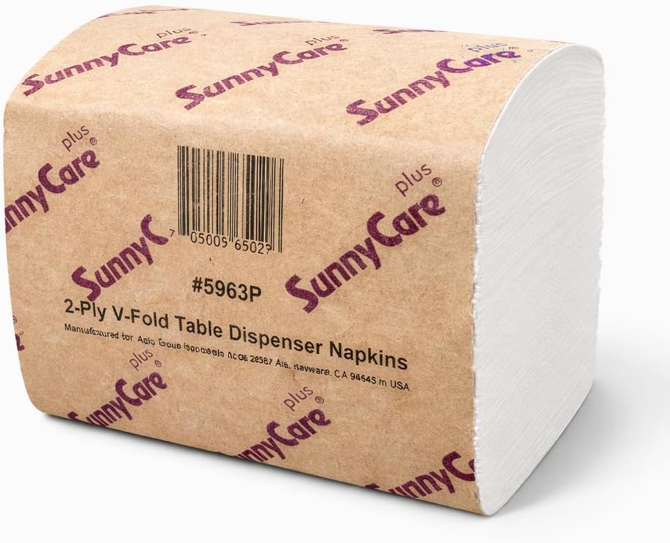 SunnyCare #5963P V-fold 2-Ply White Paper Dispenser Napkin 6000/cs