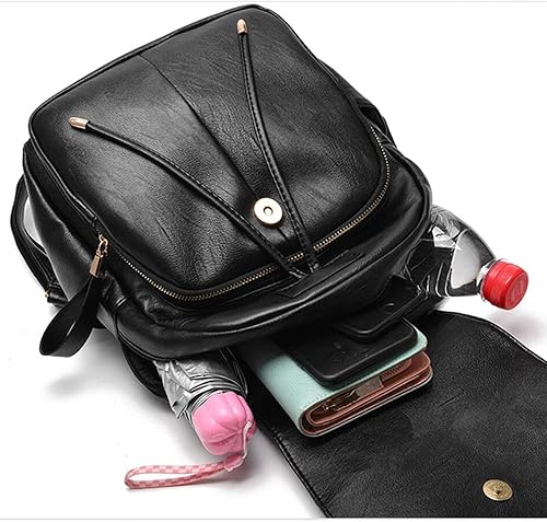 Miniatura 5 de B&E LIFE Mochila pequeña mochila de piel sintética para mujer, bolso de hombro para niñas, mochila, Negro, MINI, Mochilas tipo mochila